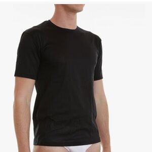 Hanro Men’s Black 100% Cotton Short Sleeve Sporty Tee Top Sz. S